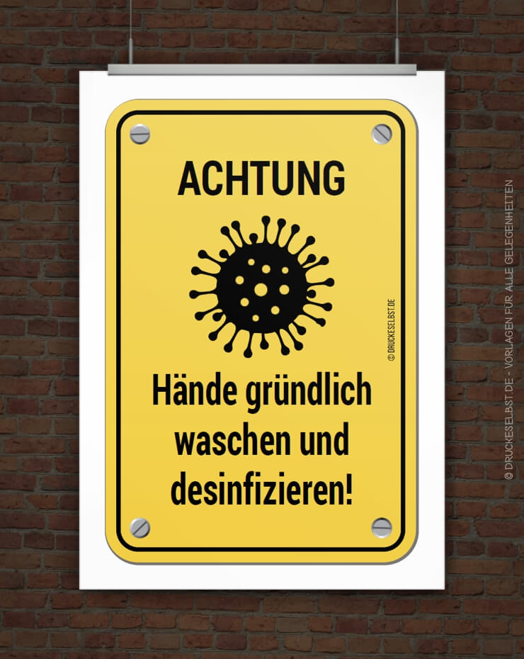 Vorlagen Corona Schilder Zum Ausdrucken : Hinweisschilder Drucke