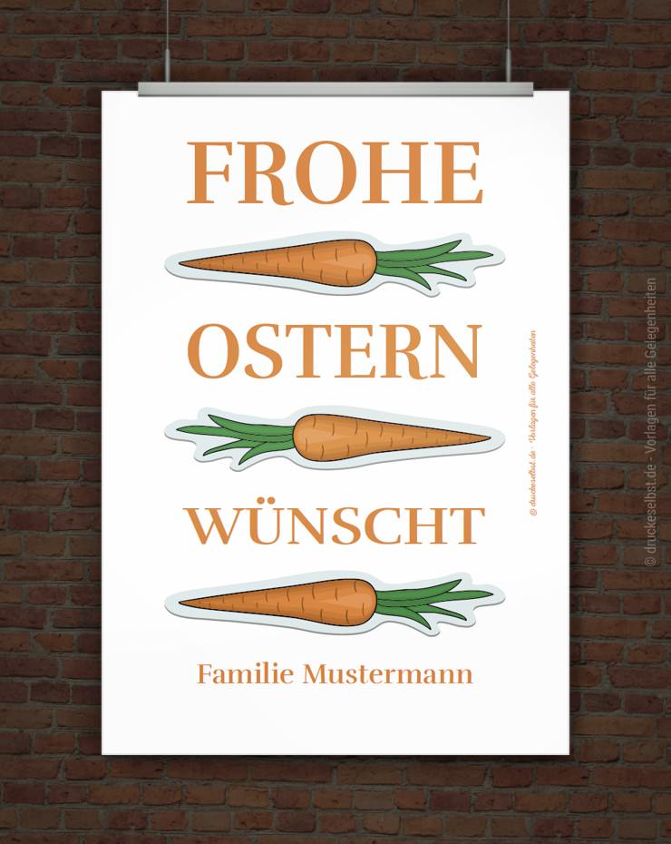 Drucke selbst! Grußkarte FROHE OSTERN zum Ausdrucken