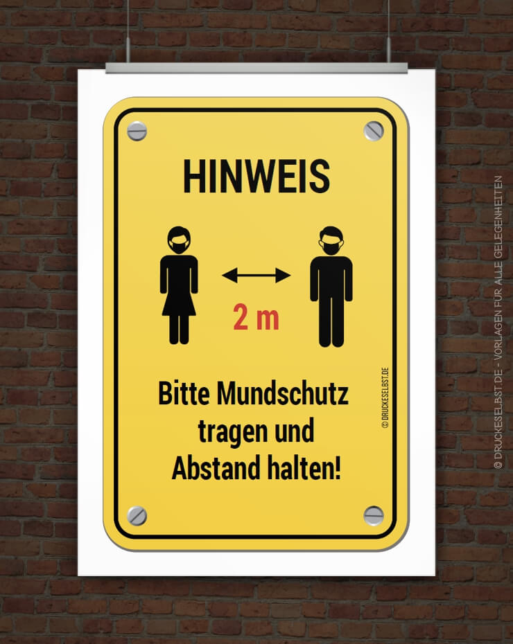 Drucke selbst! Kostenlose Corona-Schilder ABSTAND HALTEN zum Ausdrucken