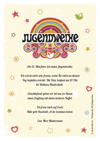 Drucke selbst! Einladungskarten zur Jugendweihe kostenlos online