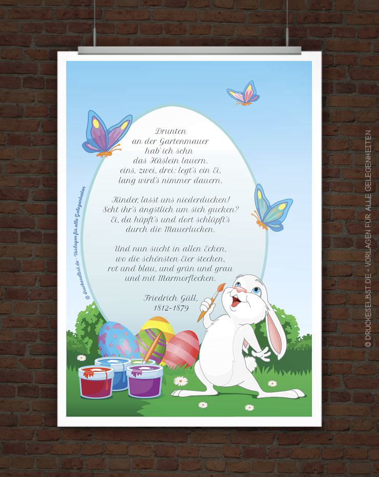 Drucke selbst! Osterkarte mit Osterhase