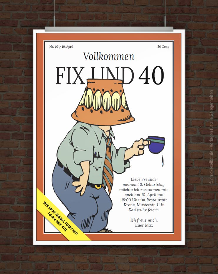 Lustiger Text Für Einladung Zum 40 Geburtstag Fix und 40 - Einladung zum 40. Geburtstag