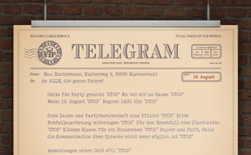 Einladung Partytelegramm