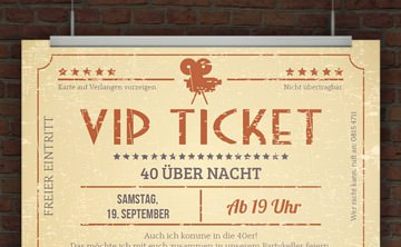 © Druckeselbst! Einladungskarte VIP Ticket Retro