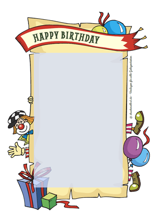 Drucke selbst! Kostenlose Geburtstagskarte Happy Birthday zum Ausdrucken