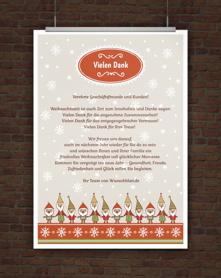 Drucke selbst! Vorlage geschäftliche Weihnachtsgrüße